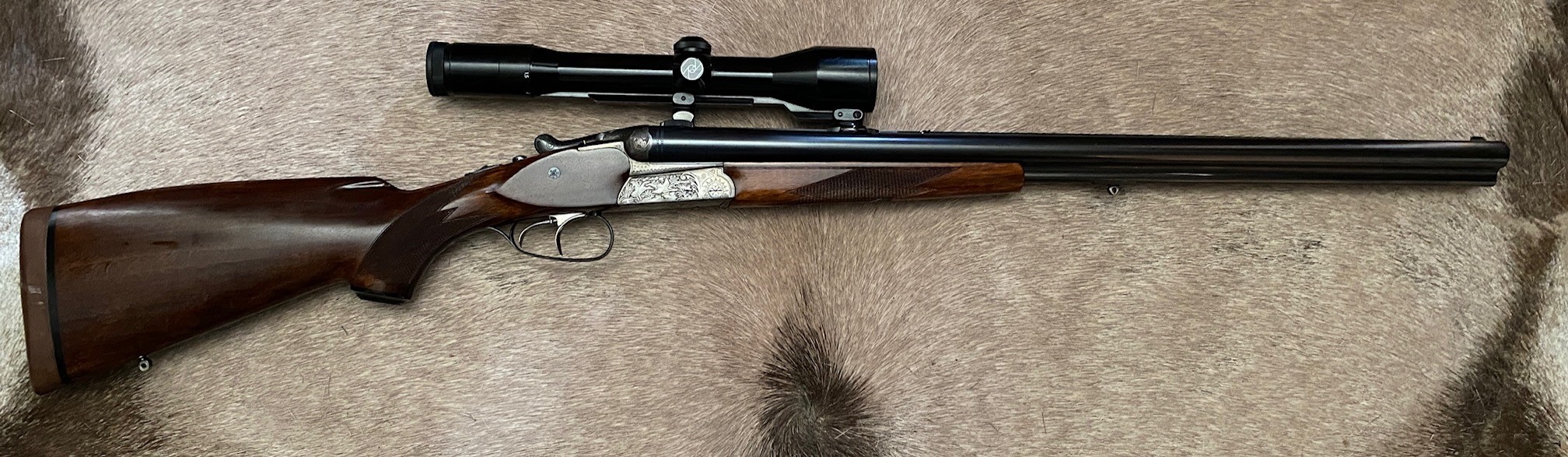 Simson & Sohn Drilling - 12ga x 12ga x .30-06 with .22 Hornet insert.